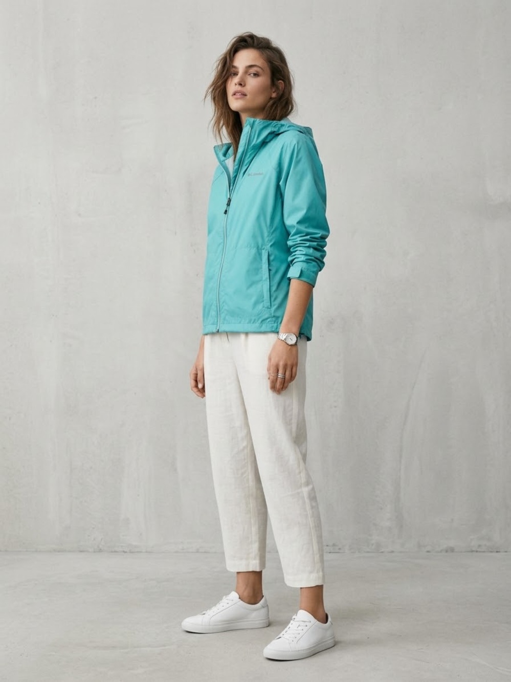 Columbia Teal Hooded Lightweight Jacket